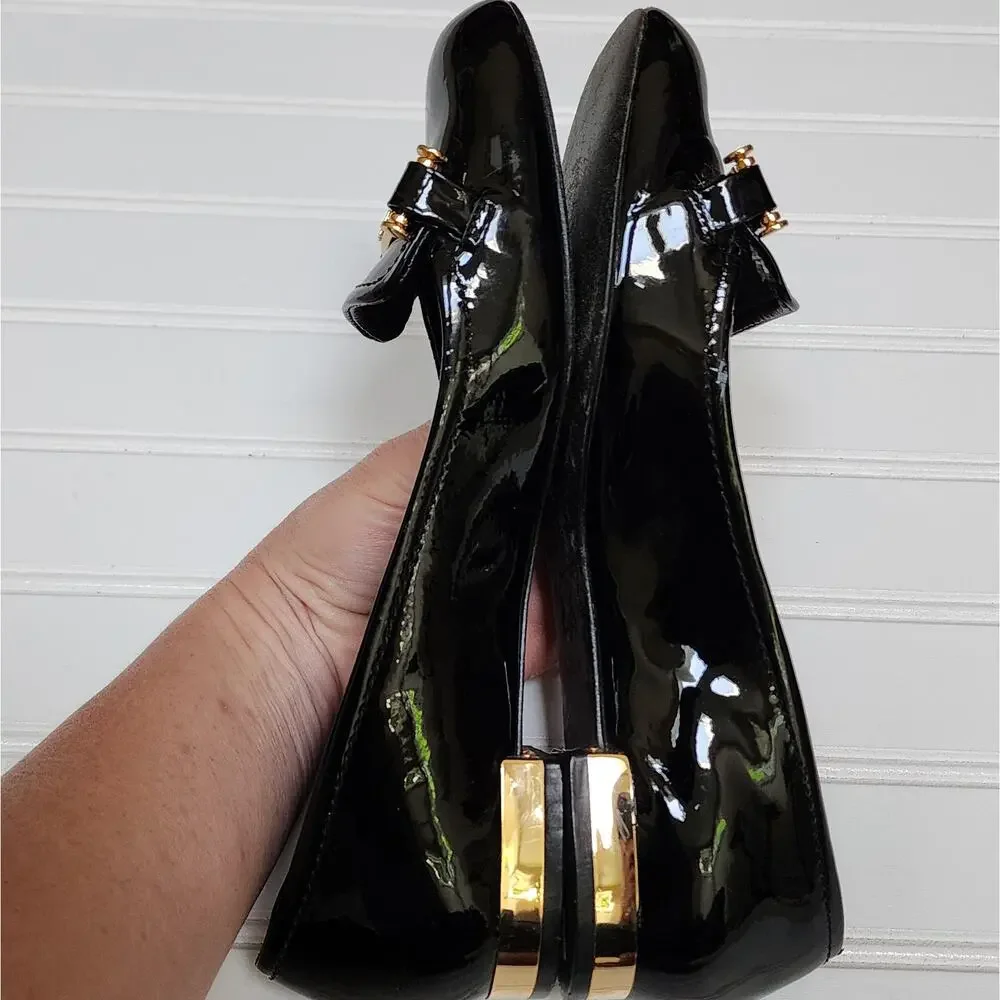 Tory Burch Women's Black Patent Leather Loafer Shoes Size 6.5